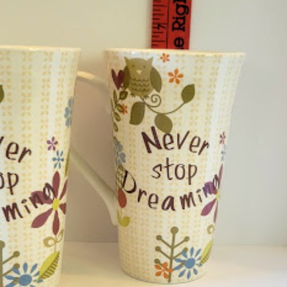 Set of 2, 222 Fifth Owl Believe in Yourself, Never Stop Dreaming Tall Coffee Mug - Picture 3 of 4
